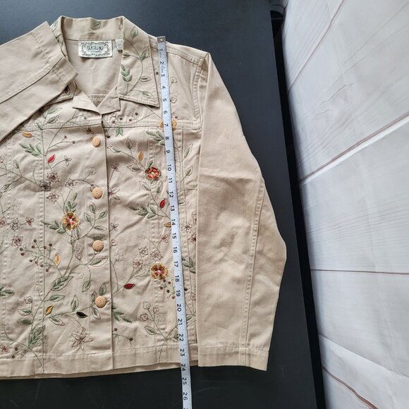 Tantrums Button Front Floral Embroidered Beige Women’s L Jacket, Like New, EUC - Picture 7 of 7